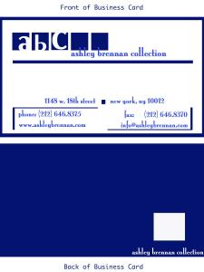 Business Card for Brennan Collection